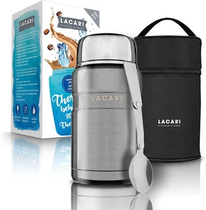 Thermobehälter 700ml Thermo Müsli Silber Lacari Becher to go warm&kalt Edelstahl - Bild 1 von 7