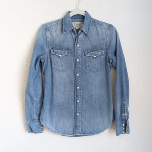 Polo Ralph Lauren Denim Supply Icon Western camicia a maniche lunghe blu, taglia XS - Foto 1 di 7