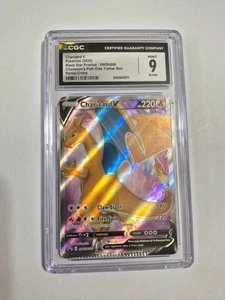 CRIMP!! CGC 9 Charizard V Error Crimped SWSH050 Pokemon 2020 Champions Path - Picture 1 of 4
