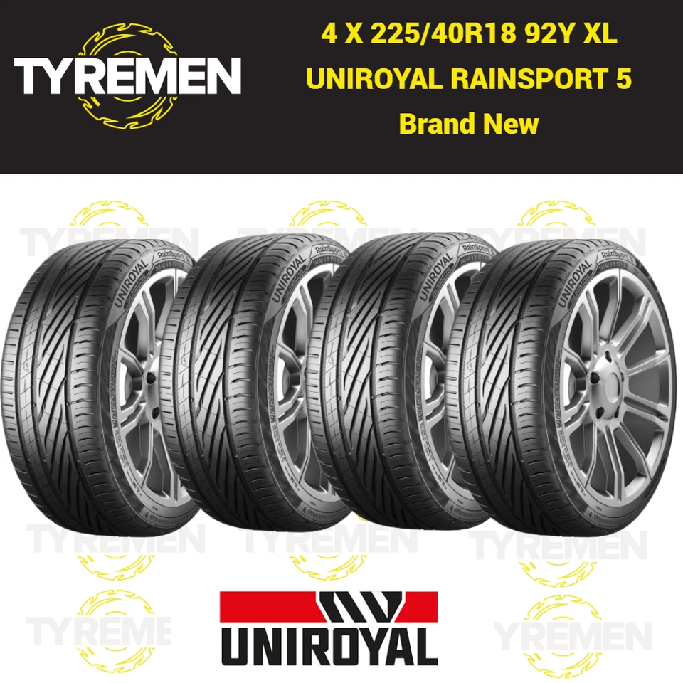 4 x Uniroyal RainSport 5 Performance Road Tyres - 225 40 18 92Y Extra Load XL - Image 1 of 1