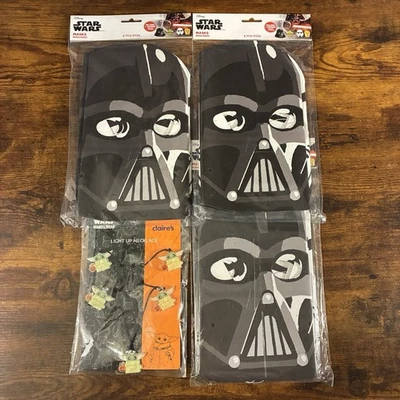 Paquete de 3 máscaras clásicas de fiesta de Star Wars 24 piezas y collar iluminado Grogu de Halloween Foto 1 de 4