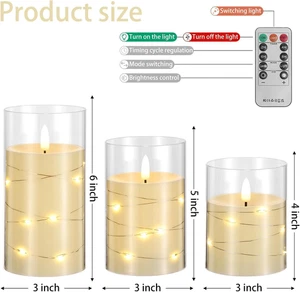 Flickering Flameless Candles with Remote, Battery Operated Candles with Embed... - Picture 1 of 7