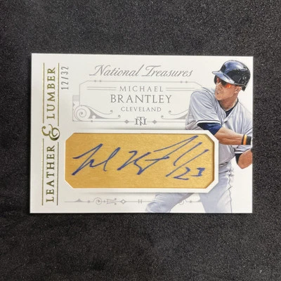 Panini National Treasures 2015 cuero y madera #24 Michael Brantley automático/32 Foto 1 de 3