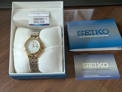 Seiko Ladies Gold Tone Solar Watch Stainless Steel Back V137-0BL0 Water Resist - Image 1 of 4