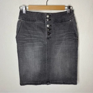 Prana Aubrey grauer Jeansrock mit Knopfleiste Größe 2 - Bild 1 von 8