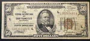$50 1929 Federal Reserve Bank Note Fr 1880L San Francisco - Picture 1 of 3