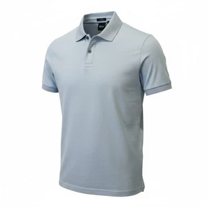 Hugo Boss Polo Shirt Mens Size M Light Blue Slim Fit Mercerized Cotton Collared - Picture 1 of 7