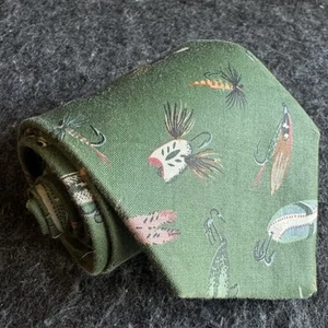 Vera Bradley Designs grüne Herrenkrawatte zum Fliegenfischen Neuheit Druck 100 % Baumwolle - Bild 1 von 9