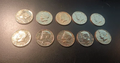 Lote de 10 meio dólar vintage banhado a ouro 24K JFK Kennedy - Imagem 1 de 4