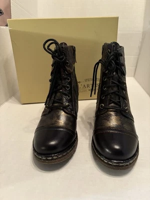 L’Artiste by Spring Step Fallinluv Leather Lace-Up Boots – Black-Multi Sz 6  057 - Image 1 of 4