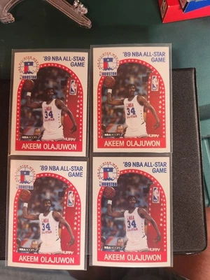 1989 NBA Hoops Akeem Olajuwon All-Star Cards 4 Cards, Houston Rockets - Image 1 of 2