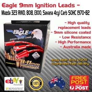 Eagle 9mm Ignition Leads Fit 4cyl Mazda 323 RWD 808 1300 Savana Carb 1970-82 Red - Picture 1 of 5