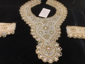 1364🌟Juego de collar y puños vintage de diamantes de imitación con cuentas y puntas de vidrio - Imagen 1 de 15
