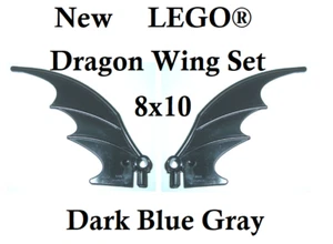 LEGO Dragon Wings Set of 2 Dark Bluish Gray with Technic Axel Pin Large Fairy - Picture 1 of 1