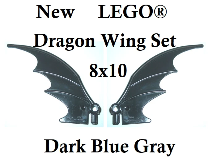 LEGO Dragon Wings Set of 2 Dark Bluish Gray with Technic Axel Pin Large Fairy - Image 1 of 1