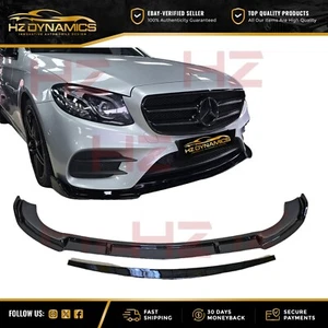 FOR MERCEDES E CLASS AMG LINE GLOSS BLACK FRONT SPLITTER SPOILER LIP W213 16-18 - Picture 1 of 9