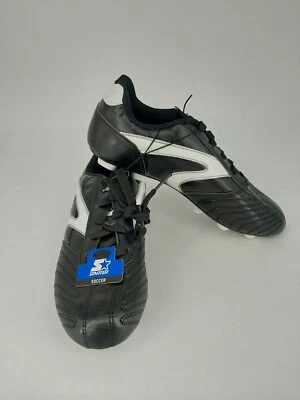 NUEVO Botines de fútbol para principiantes para niños talla 6 negros blancos zapatos con cordones Foto 1 de 4