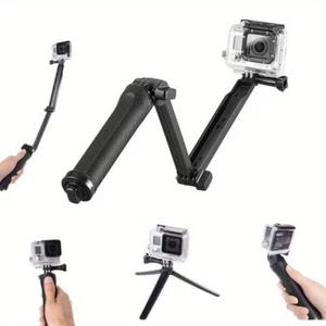 3 in 1 Adjustable Selfie Stick Tripod For Go Pro Hero 12 11 10 9 8 7 6 5 4 3 - Picture 1 of 9