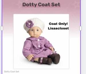 Coat Only! New! Bitty Baby Doll American Girl Dotty Coat Set Purple Polka Dot - Picture 1 of 4
