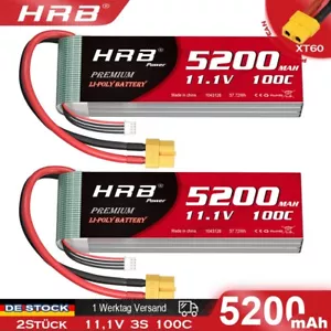 11,1V 5200mAh 3S 100C Lipo Akku XT60 für RC Auto-Akku Hubschrauber Boot Drohone - Bild 1 von 7