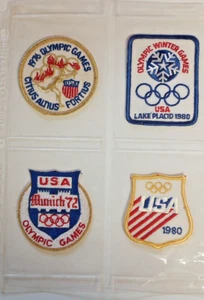 Lot Of 4  Olympic Patches, 1972 Munich, 1976 USA, 1980 Lake Placid & 1980 USA - Picture 1 of 8