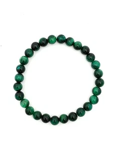 Natural Green Tiger's Eye 7.0" 6.5mm Gemstone Bead Bracelet w/Stretch Cord - Picture 1 of 2
