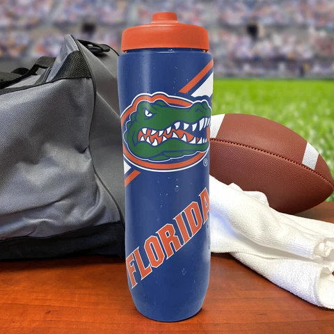 NCAA Florida Gators Squeezy Water Bottle.  BPA Free Holds 32 Ounces Cover