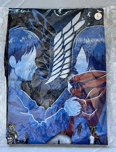 Next Level Attack On Titan Anime Black T-shirt Size Large NIP Eren & Mikasa - Picture 1 of 7