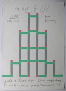 Max Bill (1908-1994) Geometrische Komposition Plakat Orig Serigrafie 1983 sign - Picture 1 of 3