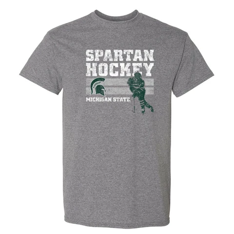 Michigan State Spartans Retro Ice Hockey T-Shirt - Graphite Heather Cover