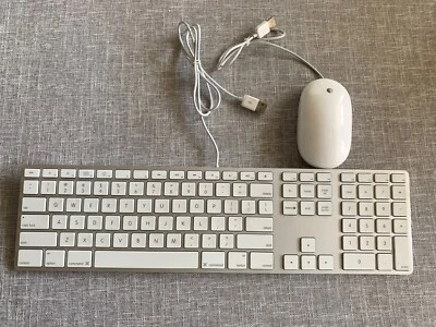 Apple White Aluminum USB Wired Keyboard A1243 and Apple wired Mouse A1152 - Image 1 of 4