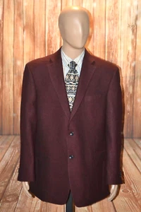 Paul Fredrick Men 100% Wool Red & Black Birdseye Sports Coat Sz 44L - Picture 1 of 11