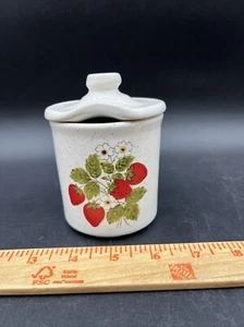 VTG Mccoy #1852 speckled glaze strawberry country sugar/jam jar - Picture 1 of 7