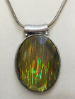Necklace Pendant Yellow Iridescent Laura Ashley Silver Tone Metal Snake Chain