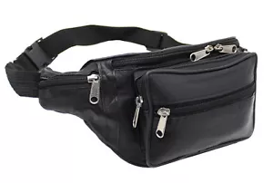 REAL LEATHER ZIPPED SECURE WAIST/ BUM BAG, TRAVEL/HOLIDAY MONEY DOCUMENT POUCH - Picture 1 of 7