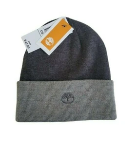 Timberland Black and Gray Cuffed Beanie Hat Men's One Size Fits All - Picture 1 of 3
