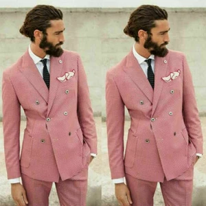 Traje de hombre pata de gallo cena pico solapa blazer ocio graduación fiesta novio esmoquin - Imagen 1 de 9