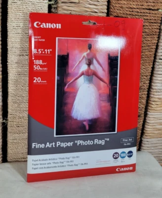 Canon Photo Rag Fine Art Inkjet Paper 8.5"x11" 20 Sheets FA-PR1 Sealed 188 gsm - Image 1 of 3
