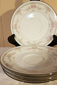 Noritake Veranda 3015 Saucer 6.25 Inch Floral Platinum Trim Set of 4 Vintage - Picture 1 of 5