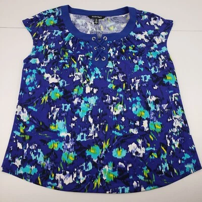 Blusa para mujer Ellen Tracy mediana púrpura colorida geométrica elástica pulóver top Foto 1 de 4