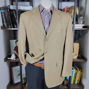 Chaps Ralph Lauren Men's Sport Coat Three Button Dark Beige Herringbone Silk 40R - Picture 1 of 16