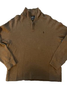 Polo Ralph Lauren Men’s Sweatshirt Tan Medium 1/4 Zip Shirt - Picture 1 of 5