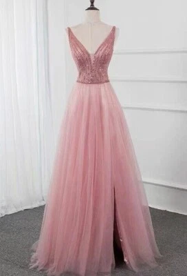 HBH Brautmode I Abendkleid A-Linie Glitzer m. Reißverschluss altrosa - Bild 1 von 4