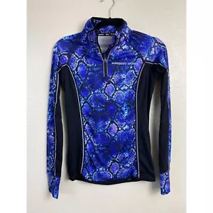SUPERDRY SPORT Womens Long sleeve Top Size XS Athleisure Activewear Blue Black - Picture 1 of 12