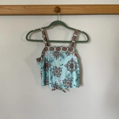 Wonder Nation Girls UPF 50 Blue Boho Print Tankini Swim Top Size XXL 18  New - Image 1 of 4