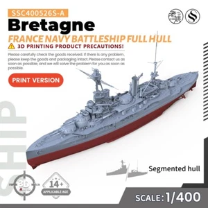 SSMODEL 1/400 Military Model Kit France Navy Bretagne Battleship Full Hull - Picture 1 of 4