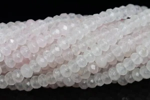 4x3MM Natural Faint Pink Jade Beads Grade AAA Faceted Rondelle Loose Beads - Picture 1 of 4