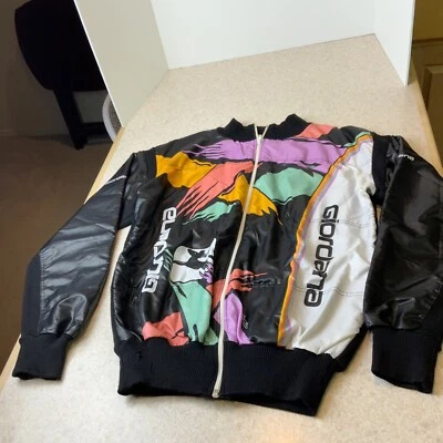复古 Giordana 1980 年代意大利自行车全拉链男式 XL 羊毛/聚乙烯球衣夹克 — 第 1/4 张图片