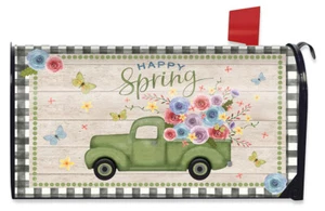 Happy Spring Pickup Truck Floral Large Mailbox Cover Oversized Briarwood Lane - Picture 1 of 5