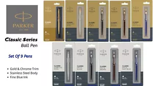 Parker Classic Series Stainless Steel Ballpoint Pen, Blue Ink (9 Pens) - Picture 1 of 12